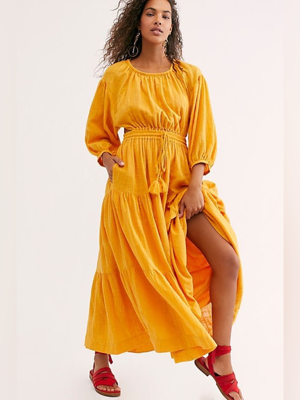 New! Free People FREE-EST Ibiza Sun Open Back Cotton Gauze Maxi Dress 🌻 XS - Picture 3 of 10